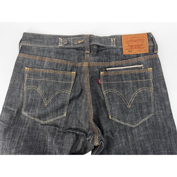 Levis‎ 514 LVC Selvedge Slim Straight Jeans Men's 36x34 Buckle Back Denim